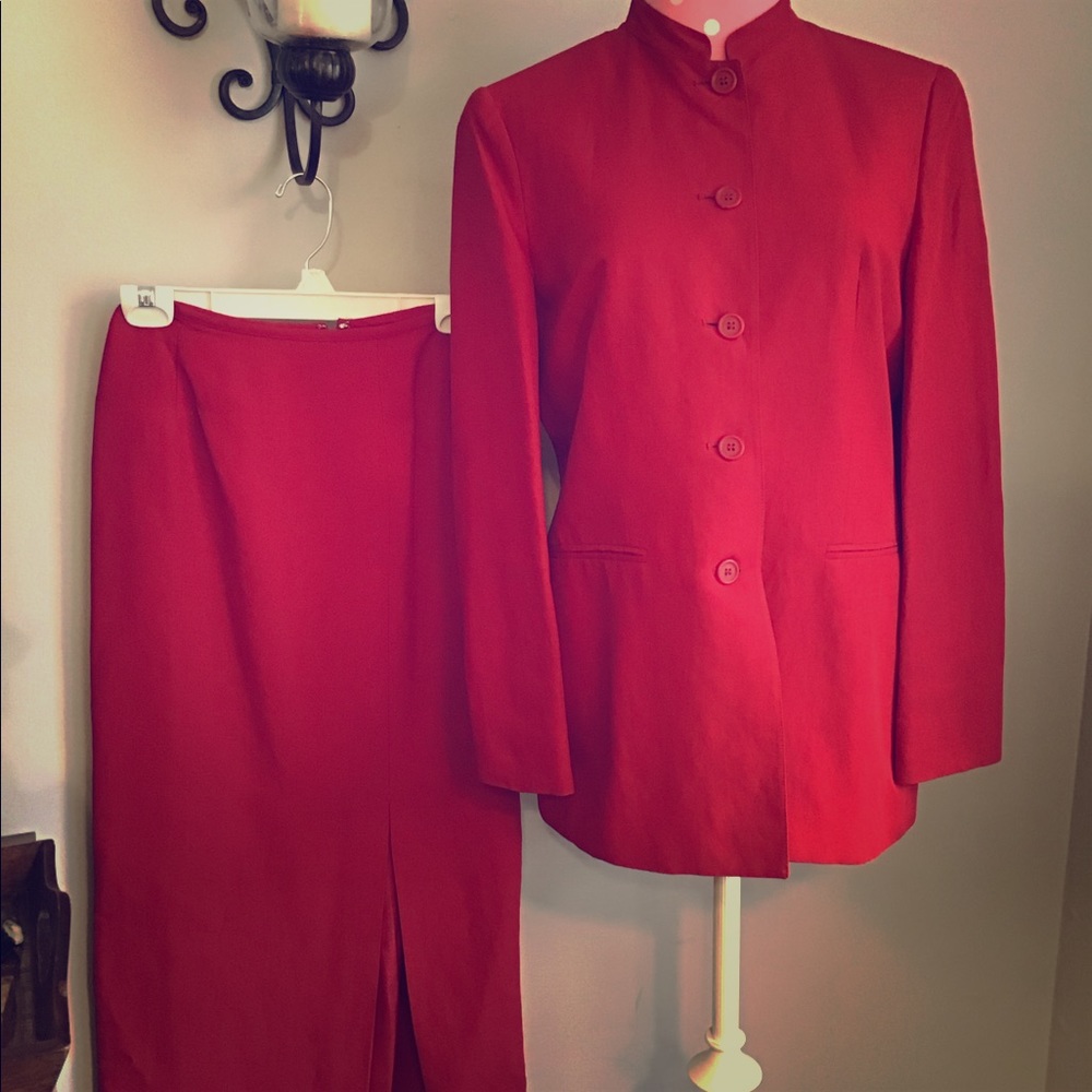 Red Suit Set with Skirt